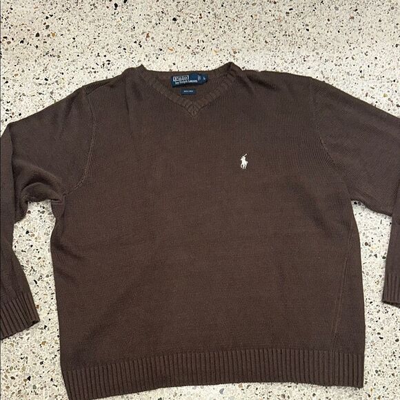 Polo Ralph Lauren brown 100% linen sweater large L - Picture 1 of 4